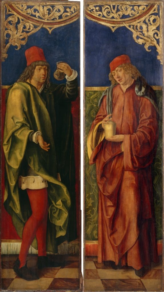 Les Saints Côme et Damien avec les attributs de leur profession par Hans Süss.